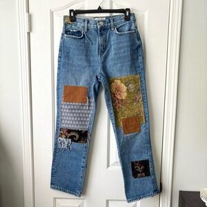 PETITE Free People Patchwork Jeans